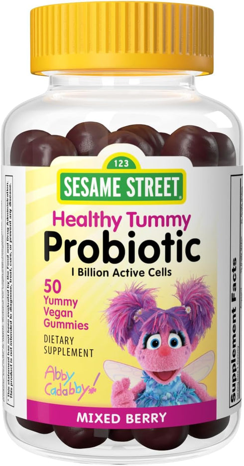Webber Naturals Sesame Street Healthy Tummy Probiotic, 1 Billion Active Cells, 50 Gummies, Mixed Berry Flavor, Vegan...