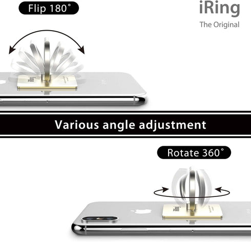 iRing Link, Made in Korea, Wireless Charging Friendly Phone Holder - Cell Phone Ring Grip Finger Holder and Stand Compatible with iPhone, Galaxy, ...