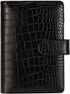 A6 Crocodile Budget Binder 2 pcs - PU Leather Notebook Binder with Hidden Snap Buckle, Small 6 Ring Refillable Journal Binder, Black & Beige...