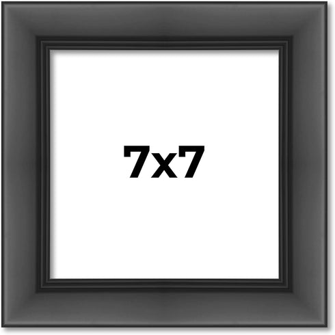 7x7 Frame Black Contemporary Wood Picture Square Frame - Picture Frame Includes UV Resistant Acrylic Protective Front, Acid-Free Foam Board Backin...