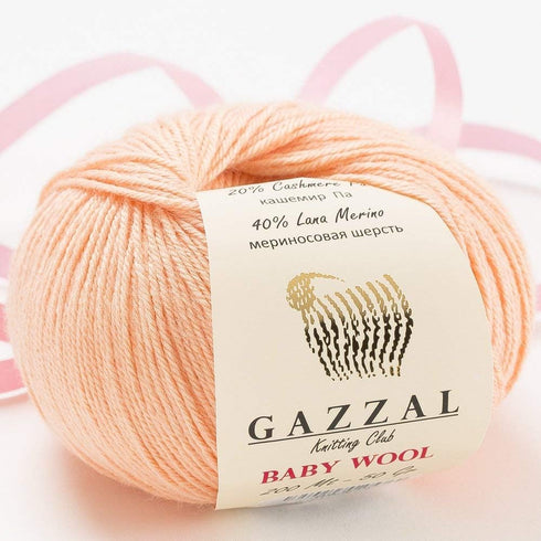 5 Pack - Total 8.8 Oz Gazzal Baby Wool 1.76 Oz (50g) / 191 Yards (175m) Fine Baby Yarn, 40% Lana Merino, 20% Cashmere Type Polyamide, Pink - 834.....