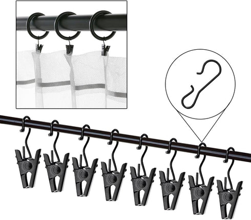 JANYUN 120 Pack Clip Hook Set Stainless Curtain Clips for Curtain Photos Home Decoration Art Craft Dispaly Hang Clip (Black)...
