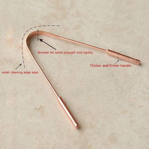 HealthAndYoga™ qSwipe Copper Tongue Cleaner Scraper - Hygienic, Non-Synthetic Grip – Tongue Brush Cleaner (Copper - 2-Pack)...