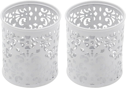 EasyPAG Metal 2-Piece Pen Holder Set Desk Accessories & Workspace Organizers for Classroom, School & Office,White...
