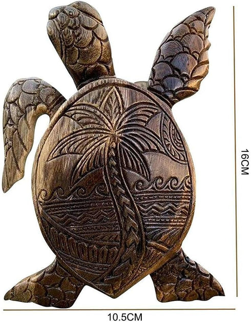6-Inches Imitative Wood Carving Sea Turtle Statue Resin Hawaiian Turtles Sculpture Garden Tortoise Figurine for Home Decoration Outdoor Patio Lawn...