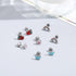 NEWITIN 6 Pairs Silver Cute Stud Earrings for Girls Hypoallergenic Earrings Stainless Steel Press Earrings Strawberry Flower Rainbow Cloud Butterf...