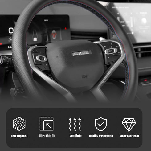Pack-1 Car Steering Wheel Anti-Scratch Cover, 14.9" Hand-Sewn Anti-Slip Breathable Decoration, Comfortable and Waterproof Protection Device for Al...