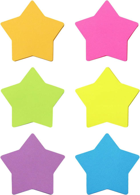Star Shape Sticky Notes 6 Color Bright Colorful Sticky Pad 75 Sheets/Pad Self-Sticky Note Pads (6 Pads)...