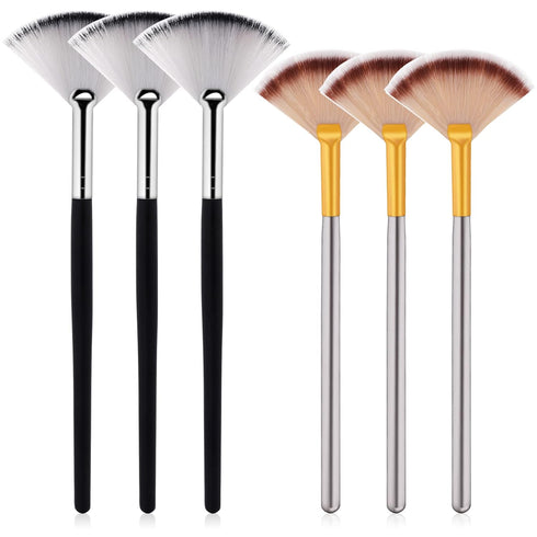 6 Pieces Fan Facial Brushes Slim Soft Face Mask Brush Applicator Face Mask Brush Esthetician Brush Cosmetic Tools with Handle for Mud Clay Mask, M...
