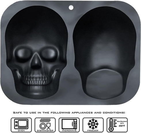 JETKONG Extra Large Silicone Skull Cake Mold Haunted Skull Baking Cake Pan for Halloween and Birthday Party...