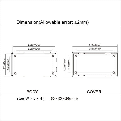 LeMotech Project Box 10 Pieces ABS Plastic Electrical Project Case Small Junction Box for Electronics Black 3.15 x 1.97 x 1.02 inch (80 x 50x 26 m...