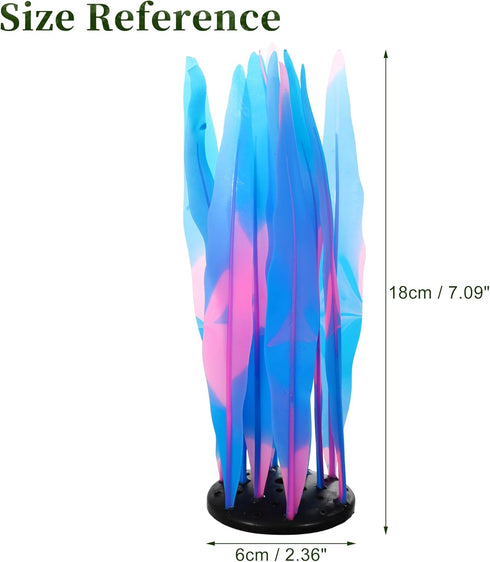 Aquarium Glowing Kelp Plant, Soft Silicone Glowing Fish Tank Decorations, Fluorescence Coral Decor for Aquarium Decor Blue 2pcs...