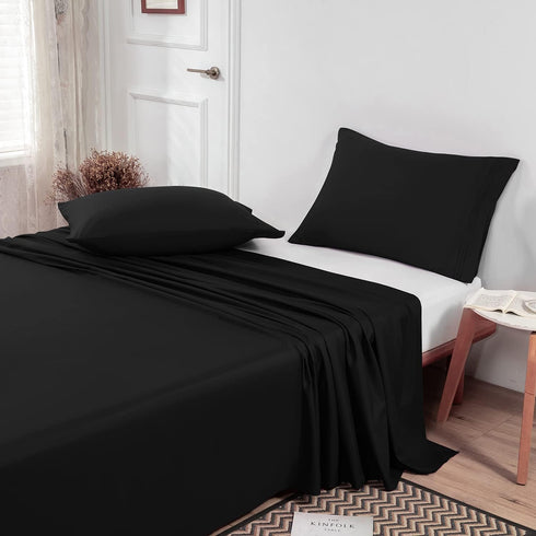 Lirex Black Twin Flat Sheet Only, Ultra Soft & Breathable Brushed 1800 Microfiber, Hotel Quality Flat Sheet Sold Separately, Top Sheet for Bed (Bl...