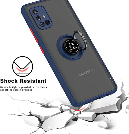TJS Compatible with Samsung Galaxy A71 5G Case, with Tempered Glass Screen Protector, Metal Ring Magnetic Support Kickstand Heavy Duty Drop Protec...