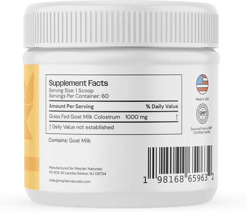 Goat Milk Colostrum Powder, Grass Fed, Natural Immune System and Gut Health Support, 60 grams...