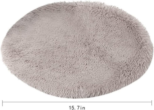 16 Inch Plush Dog Bed Mat Warm Fluffy Round Puppy Crate Pad with Anti-Slip Waterproof Bottom Soft Comfy Pet Kennel Mat for Small and Medium Dogs S...