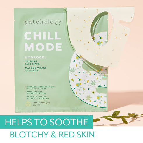 Patchology Hydrogel Face Mask with Cannabis and Sativa Seed Oil - Patchology Chill Mode - Gel Face Mask for women and men to soothe and moisturize...