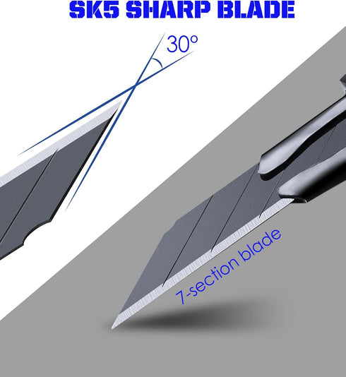 6 Pack Utility knife Retractable with 30 Degree Snap Off Blade Lockable Cardsharp Box Cutter Knife with Extra 20 Sharp Blades for Heavy Duty Offic...