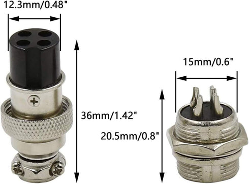 Connector Plugs, 16mm 4 Pin Din Female/Male Aviation Wire Connector Plug, GX16 Metal Chassis Connector Socket - (5 Sets)......