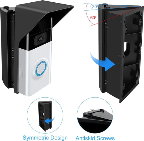 Adjustable Angle Mounting Bracket Compatible with Video Doorbells 1/2/3/4, Replacement Angle Adjustable Video Doorbell Mounting Plate Bracket Wedg...