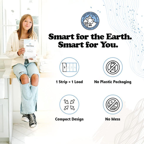 Smart Sheep - Laundry Strips - 48 Loads - Laundry Detergent Strips - Detergent Strips for Sensitive Skin - Convenient Eco Friendly & Plastic Free ...