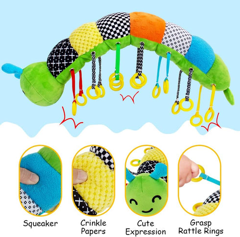 Baby Toys 6 to 12 Months,Montessori Toys for Babies 6-12 Months,Pull String Sensory Toys for 1 Year Old Boys Girls,Plush Caterpillar Learning Acti...
