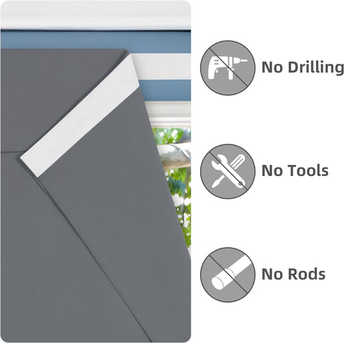 Easy-Going French Door Curtains, Thermal Insulated Privacy Blackout Door Window Tie up Curtains for Entryway Front Door, 1 Panel, 26x68 inch, Gray...