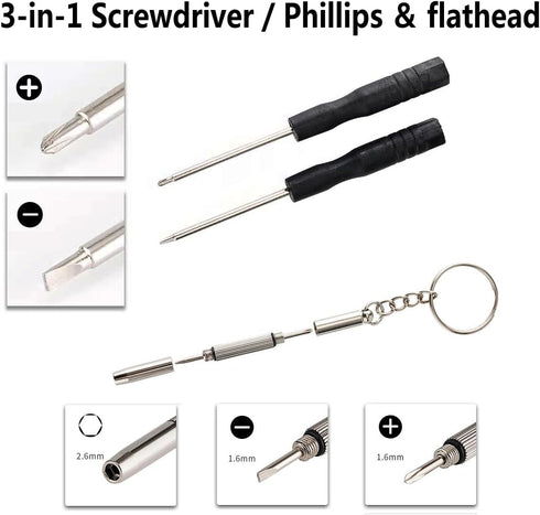 PTSLKHN Eyeglass Repair Kit with Screws, 15 Types Screws for Eyeglasses - Frame Screws, Hinge Screws, Nose Pads Screws - Essential Eye Glasses Rep...
