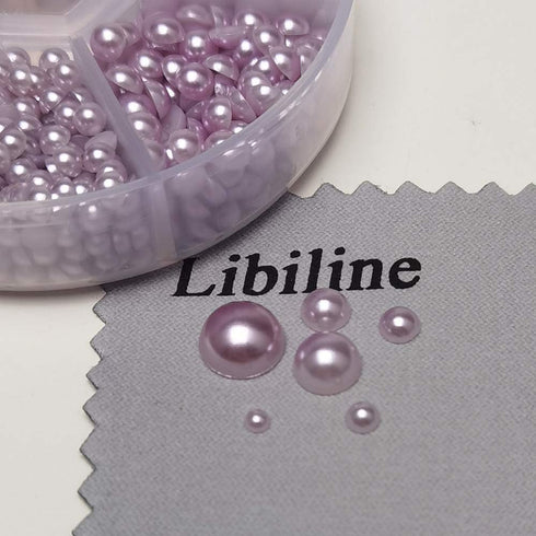 Libiline 1 Box 1170pcs Purple Mix Sizes Round 3/4/5/6/8/10mm Flat Back Beads Half Pearl Scrapbooking Bead for Wedding Ornament (Purple)...