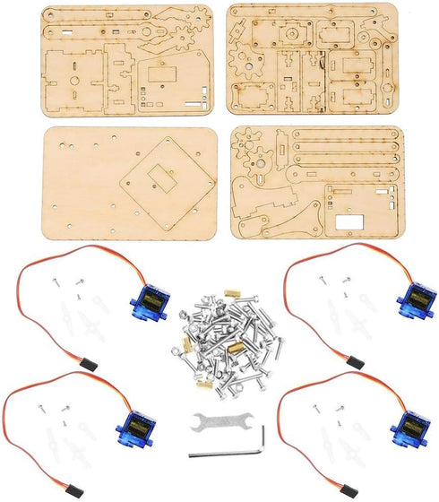 ViaGasaFamido Robot Arm Kit, 4DOF Wood Robotic Arm Lightweight DIY Mechanical Arm sg90 Servo, Assembled for SNAM1500...