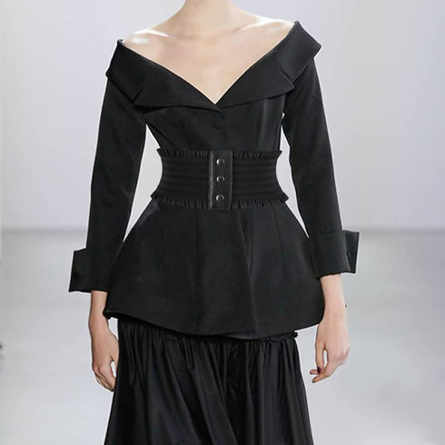 Women Lace-Up Corset Belt Wide Elastic Waist Belt Snap Buckle Stretchy Waistband Cinch Belt For Dress Jumpsuit Coat...