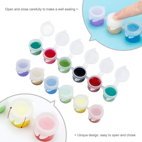 15 Strips 90 Pots Empty Paint Pots, YGAOHF 5ml/0.17oz Large Empty Paint Pots with Lids, Easy Open Acrylic Paint Container Paint Strips for Kids Cl...