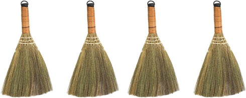 Veemoon 4 Pcs Handheld Cleaning Broom Small Whisk Broom Rustic Household Broom Mini Straw Broom Home Broom Dust Brush for Indoor Outdoor...