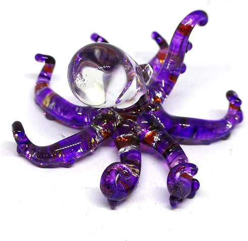ZOOCRAFT Glass Sea Octopus Figurine Miniature Hand Blown Purple Coastal Style Home Decor Gift Collectible...