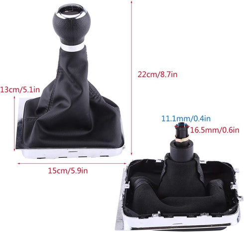 Acouto Manual Shift Knob Boot 6 Speed Car Gear Shift Knob Stick Gaiter Boot Frame Kit Fit for Passat B6 2005-2012 Gear Shifter Boot Cover Replacem...