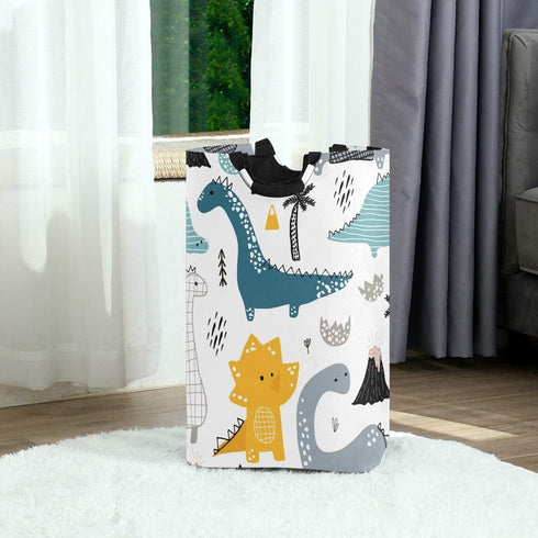 senya Large Storage Basket with Handles Collapsible Organizer Bin Laundry Hamper for Nursery Clothes Toys, Dino Scandinavian Style...