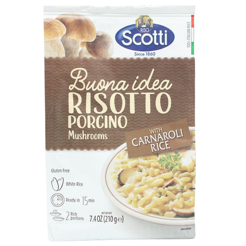 Riso Scotti Porcini Mushrooms, Carnaroli Rice, Ready Meal, Easy to Cook, Italian Seasoned Risotto, Easy Dinner Side Dish, Just Add Water and Heat,...