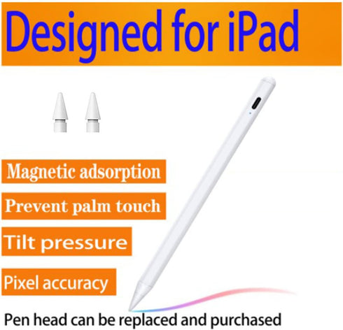 Stylus Pen with Tilt Sensitive & Palm Rejection, Active Pencil Compatible with (2018-2022) Apple iPad Pro 11/12.9 Inch, iPad 10.2 7/8/9th Generati...