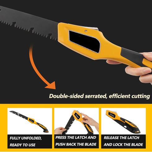 Folding saw, extra long 14 Inch blade, backpacking saw for hiking camping, dry & live wood trimming, pruning saw with 3 cutting angle hard teeth, ...