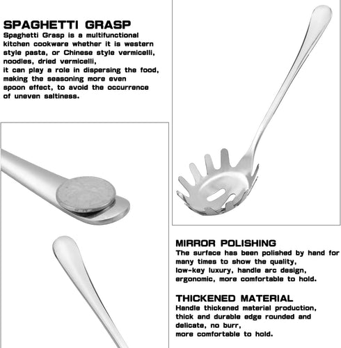 2Pcs Spaghetti Spoon,Stainless Steel Claw Pasta Spoon Server Noodle Scoop Slotted Spoon Kitchen Utensils for Home Restaurant Bar...
