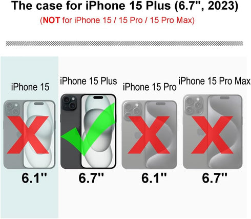 for iPhone 15 Plus Case, Shockproof Phone Case & Sliding Camera Cover & Ring Holder Kickstand with Screen Protector for Apple iPhone 15 Plus (6.7"...