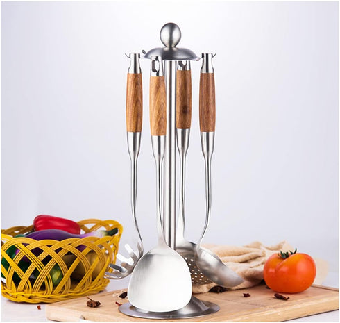 AOOSY Wok Spatula, 15.7 Inches 18/10 Stainless Steel Wok Utensil Metal Wok Spatula with Wooden Handle for Kitchen Use Cooking Utensil...