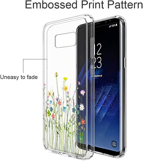 Unov Case Compatible with Galaxy S8 Clear with Design Soft TPU Shock Absorption Slim Embossed Floral Pattern Protective Back Cover (Flower Bouquet...
