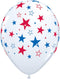 Qualatex 35498 "Red & Blue Stars" Qualatex Latex Balloons (50 Pack), 11", White...