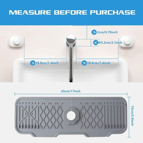 5° Slope Kitchen Sink Splash Guard, 17" Silicone Faucet Handle Drip Catcher Tray, Multipurpose for Kitchen Dish Drying Mats Sponge Holder and Bath...