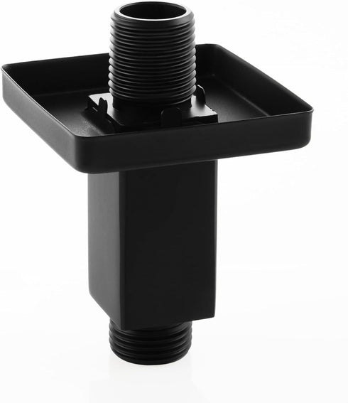Straight Shower Arm with Flange Ceiling Mount Square Shower Extender for Fixed Shower Head 3 Inch Rainfall Shower Head Arm Extension, Matte Black...
