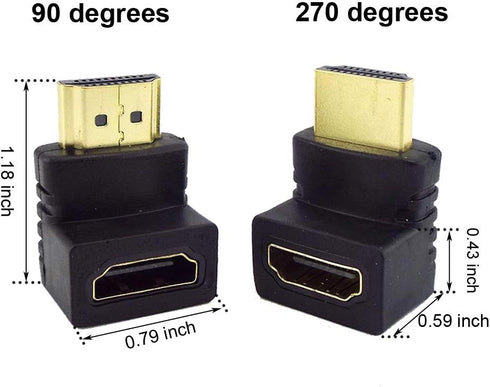 6Pack 3D and 4K HDMI Angled Adapter Combo 2 Pcs 90 and 270 Degree 4 Pcs Vertical Flat Left and Right 90 Degree Male to Female HDMI Adapter TV Conn...