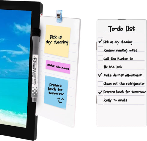 2 pcs Dry Erase Monitor Memo Board, Magnetic Whiteboard Multifunction Whiteboard Monitor Side Panel with 4 Clips...