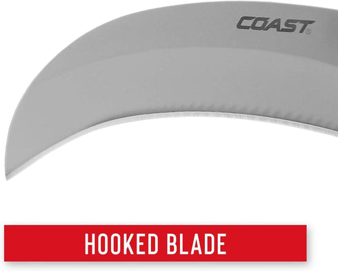 Coast - 21627 COAST DX300 Double Lock Folding Knife with 3" Hooked Stainless Steel Blade,Black...
