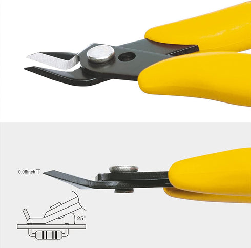 KATA 2-Pack Micro Wire Cutters, Precision Electronics Flush Cutter and Side Cutting Pliers for Electronics, Jewelry, Model Kits, Yellow...